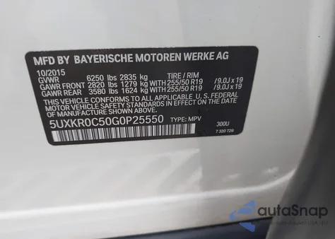 2016 BMW X5 xDrive35I from USA, damaged, VIN 5UXKR0C50G0P25550